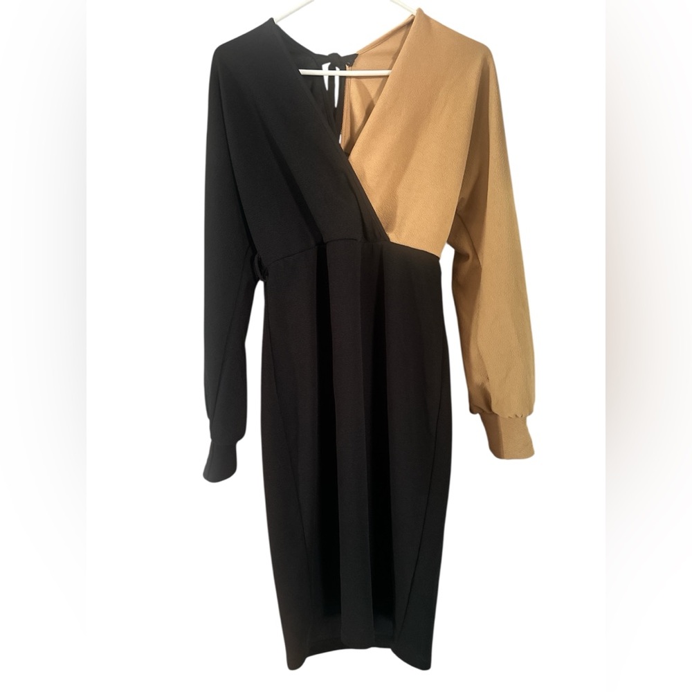 Tan and black dress